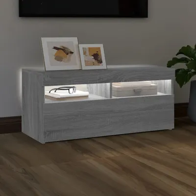 Produktbild von "Winterschlussverkauf "TV-Schrank Industriestil - CLORIS - Fernsehenschrank - mit LED-Leuchten Grau Sonoma 90x35x40 cm - NeuMöbel6795293