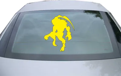 Produktbild von Indigos UG - Aufkleber Heckscheibe & Motorklappe DE2473 - gelb - 600x499 mm - Ifrit - Auto Scheiben Fenster Heckklappe Tuning Racing JDM - Die cut