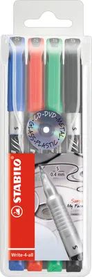 Produktbild von Permanent-Marker - STABILO Write-4-all - superfein - 4er Pack - blau, rot, grün, schwarz