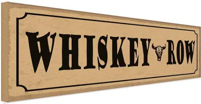 Produktbild von vianmo Holzschild 10x27 cm Whiskey Row Alkohol Essen Trinken
