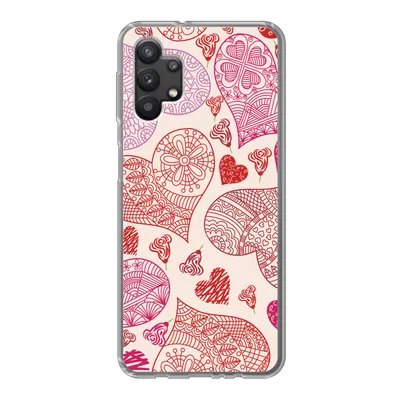 Produktbild von MuchoWow® Handyhülle Schutzhülle Hülle für Samsung Galaxy A32 5G Eine Illustration mit rosa und roten Herzen Silikon Softcase Handy Hülle - Softcase