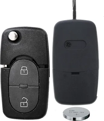 Produktbild von Klapp Schlüssel Gehäuse Funkschlüssel Fernbedienung Autoschlüssel 2 Tasten + 1x CR2032 Batterie kompatibel mit Audi