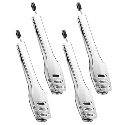 Produktbild von 4pcs Buffetzangen, Salatzangen aus Edelstahl, Lebensmittelzangen, ideal für Familienfeiern, Brot, Kuchen, Backen, Steaks und Grillbuffets