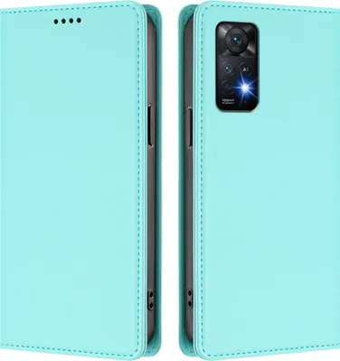 Image de Étui en cuir pour Xiaomi Redmi Note 11 Pro 5G/4G/Note 12 Pro 4G, étui à rabat magnétique en cuirPolyuréthaneavec support, vert menthe