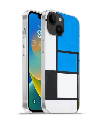 Produktbild von MuchoWow® Handyhülle Schutzhülle Hülle für Apple iPhone 14 - Softcase Komposition mit Blau, Rot, Schwarz, Gelb und Grau - Piet Mondrian Silikon Softcase Handy Hülle - Mobiltelefonhülle