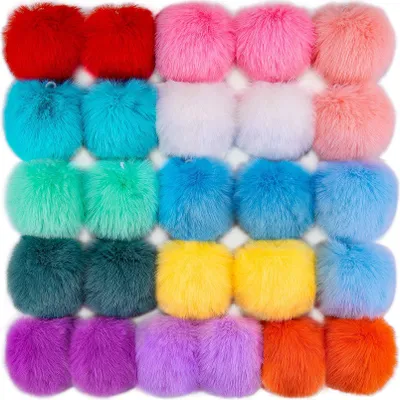 Produktbild von SolidKeus – Set mit 26 künstlichen Hasenpelz-Pompons in 13 Farben für DIY-Projekte