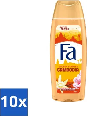 Produktbild von Fa - Duschgel - Golden Tempels Cambodia - Exotischer Duft - Erfrischend - 250 ml - Vorteilspack - 10 Stücke