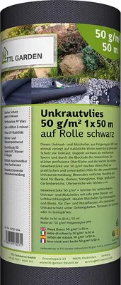 Produktbild von TTL GARDEN Unkrautvlies 20m² 2x10m schwarz Gartenvlies Mulchvlies Folie gegen Unkraut PP-Vlies