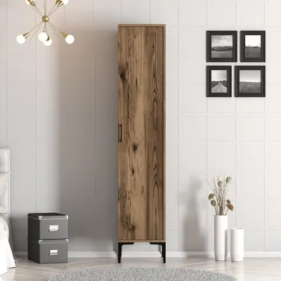 Obrázek produktu pro Skye Decor, Kumsal S - ořech, šatní skříň, ořech, 100 % MELAMÍNEM POTAŽENÁ DESKA, 40 x 201,4 x 47,5 cm