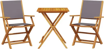 Immagine prodotto di vidaXL Set bistrot 3 pezzi in tessuto e legno massiccio antracite