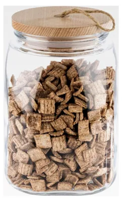 Produktbild von Glasbehälter mit Holzdeckel und Silikondichtung, 14 x 14 x 21,5 cm, 2,5 l