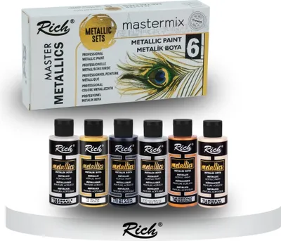 Zdjęcie produktu dla RICH MASTERMIX Zestaw metalicznych farb akrylowych 6 kolorów - 60 ml