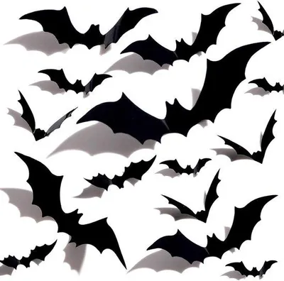 Produktbild von 60 Stück 3D große Halloween Fledermaus Aufkleber, schwarz, entfernbare Dekoration für Fenster und Wand