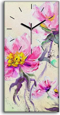 Produktbild von Dekor Leinwand Uhr Wandbilder Geräuschlos 30x60 Gemälde Abstrakte Blumen Kunst - schwarze Hände