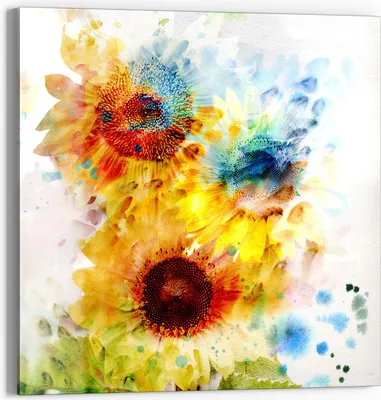 Produktbild von DEQORI Glasbild Echtglas 50x50 cm 'Sonnenblumenfreude' Wandbild Bild modern Deko