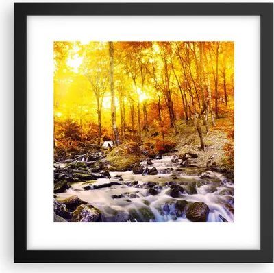 Produktbild von Gerahmtes Poster - Schwarzer Rahmen - Berge Bach Wasser - 30x30 cm - Wand Bild - Wanddeko - Wandbilder - Kunstposter - Wandposter - Bilderrahmen - Bilder - Kunstdruck - Wandbild - P2BAC30x30-3717
