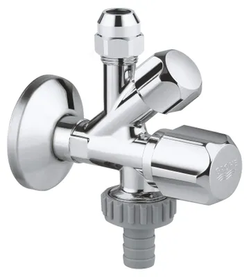 Produktbild von GROHE Ersatzteil, Original WAS Kombi-Eckventil 1/2" (Wandanschluss 1/2", Abgang 3/8", mit Rückflussverhinderer, Fettkammer-Oberteil, langer Schubschaf