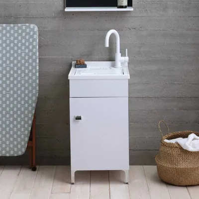 Immagine prodotto di Lavatoio con mobile 45x50 cm bianco lucido con asse inclusa