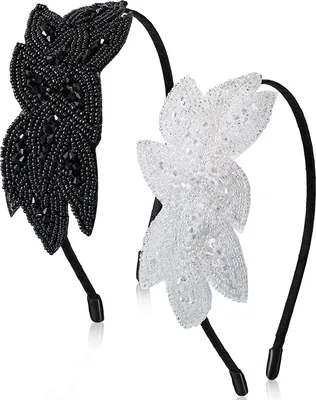Produktbild von 2 Stück Stirnband 1920er Haarband für Haarreif Kopfschmuck Blatt Perlen Vintage Haarschmuck Vintage Haarband für 20er Jahre Kostüm Party
