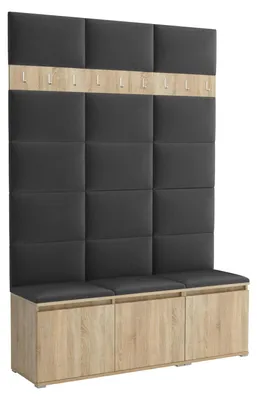 Produktbild von Garderobe LUTON 3 SONOMA 16 – Farbe Sonomaholz, moderner Schrank 40x150x213 cm, funktionale Lösung für den Flur, Garderobeschrank, Flurmöbel