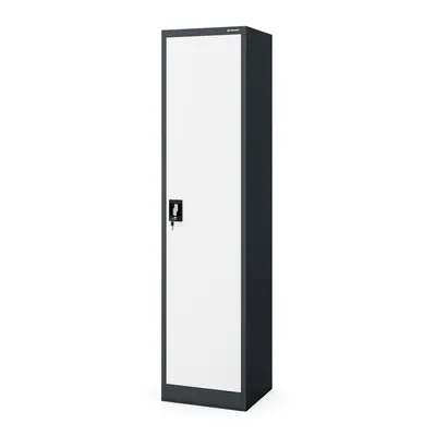 Image de Armoire de bureau, armoire de classement, armoire métallique, armoire de stockage, 4 étagères, porte battante, revêtement par poudre, tôle d'acier, dimensions : 185 cm x 45 cm x 40 cm, couleur : anthracite et blanc