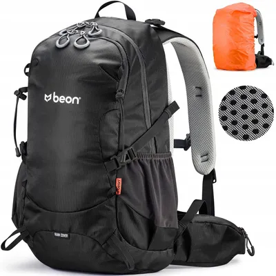 Beon XB540 Trekkingrucksack 30 l mit Regenhülle und Hüftgurt, schwarz