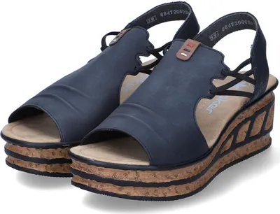 Produktbild von Rieker Damen Sandalen/ Sandaletten/ Keilsandaletten Blau Kunstleder Größe: 39