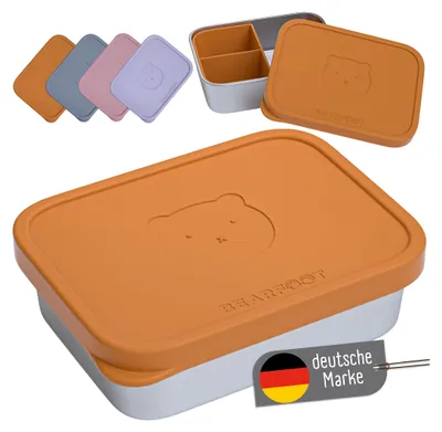 Produktbild von Brotdose Kinder Edelstahl mit Einsatz, BPA frei, Lunchbox, Bento box, Brotbox, Brotdose Mädchen & Jungen, Snackbox, Vesperbox - Braunv700ml