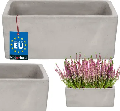 Produktbild von KOTARBAU® Blumenkasten Hochbeet Balkon 22 x 12 x 9 cm Keramik Beton Blumenkasten Rechteckig Balkon Blumentopf Balkonkasten Pflanzkasten Kräutertopf Blumenkasten Fensterbank Pflanzkübel Rechteckig
