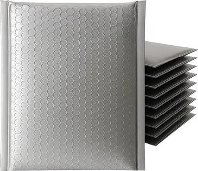 Zdjęcie produktu dla Koperty Wysyłkowe Kurierskie bąbelkowe metaliczne E15 Srebrne 100 szt