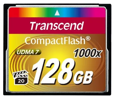 Produktbild von Transcend 1000x CompactFlash 128GB, 128 GB, Kompaktflash, MLC, 160 MB/s, 120 MB/s, Schwarz