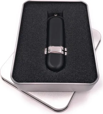 Obrázek produktu pro Onwomania kožená krabička stříbrná černá USB flash disk v hliníkové dárkové krabičce 32 GB USB 2.0