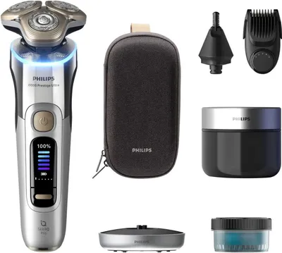 Zdjęcie produktu dla Philips Series i9000 Prestige Ultra XP9404/38, Golarka rotacyjna, Chrom, Triple-Action Lift & Cut System; NanoTech Dual Precision blades, LCD, GroomTribe; Connects via Bluetooth, Replace every 2 yrs with SH91