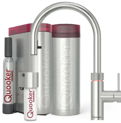 Produktbild von Quooker Flex Set mit PRO3 Reservoir & CUBE Voll-Edelstahl **inkl. CUBE Filter Starter Set** 3XRVSCUBE