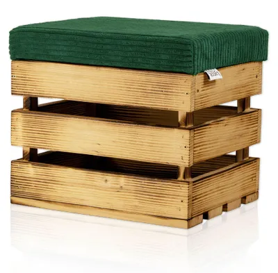 Produktbild von Lycce Sitzhocker mit Stauraum, 2 in 1 Holzkiste geflammt mit weich gepolstertem Deckel aus Cordstoff, verschiedene Farben, Farbe:grün