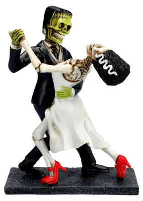 Produktbild von Skelettfigur - Frankensteins Monster und Braut beim letzten Tango, Kunststein, 16 cm Höhe, Gothic Hochzeitspaar