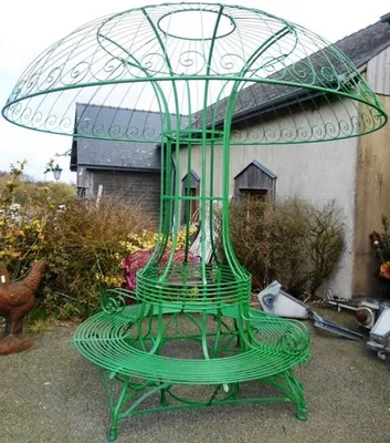 Produktbild von Casa Padrino Bank mit Sonnenblende Durchmesser 2,68 x H. 2,7m - Luxus Gartenmöbel