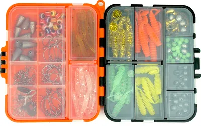 Produktbild von Fish-Xpro Raubfisch-Angelset – 205 Teile – Köder – Softbaits – Angelgewichte – Angelhaken – Wirbel – Schnurstopper – inkl. Tacklebox – Raubfisch – Zander"