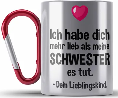 Produktbild von Trendation - Lieblingskind Muttertag Vatertag Edelstahl Tasse Karabiner Geschenk Kinder Sohn Tochter Mama Edelstahl Tasse Karabiner mit Spruch (Rot)