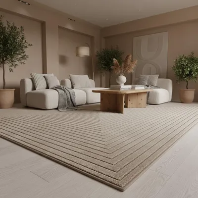 Produktbild von Outdoor Teppich Skandinavischer 3D-Design Wetterfest Waschbar Strapazierfähig | Beige 80x150 cm Balkon Terrasse  | ENGADIN – Kadima Design