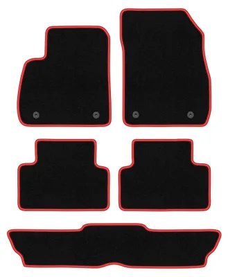 Productafbeelding van Velours automatten voor Opel Zafira C 2012-2019 – 5-delig, zwart/rood, op maat – Wielganizator CARLUX