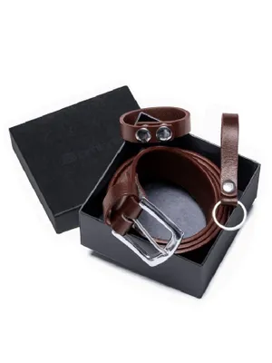 Image de Ombre Clothing Ensemble d'accessoires en cuir pour hommes Anos V2 marron S/M