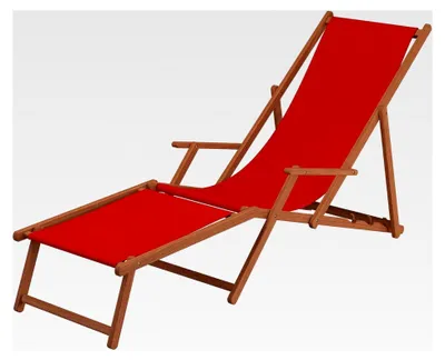 Produktbild von Sonnenliege Liegestuhl rot mit Fußteil