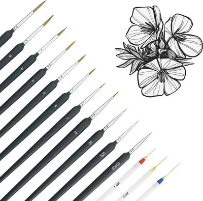 Produktbild von Famanu Pinselset für feine Details - 14-teilig, verschiedene Größen für Kunst und Modellbau