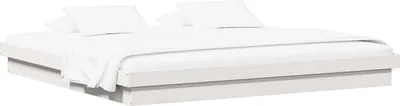 Image de vidaXL Cadre de lit blanc 200 x 200 cm Pin massif