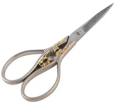 Kleine antike Schere, Edelstahl, 10,5 x 4,5 cm, silber-gold