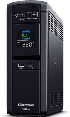 Produktbild von CyberPower CP1350EPFCLCD Line-Interactive USV 1350VA/810W Reine Sinuswelle, AVR, LCD, USB (HID), DB9, RJ45 Lan Protection, Ausgang (6) Schuko, Expansion Port für opt. Netzwerkkomunikation, USB A+C Ladegerät, Line-Interaktiv, 1,35 kVA, 810 W, Reiner Sinus, 165 V, 265 V