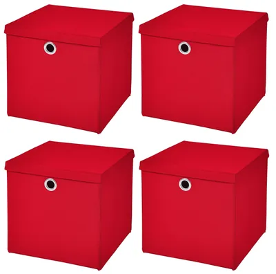 Imagen del producto de Solidchoice - Juego de 4 cajas de almacenamiento plegables rojas, 28x28 cm