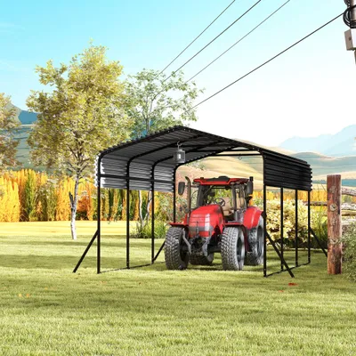 Produktbild von YZNAHRE Carport Auto Metall 3 x 4,5 m Überdachung Autoüberdachung Garagenzelt mit Spitzdach aus Trapezblech Stabil Autounterstand Zeltgarage Sonnenschutz & Wetterfest