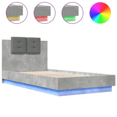 Obrázek produktu pro Rám postele s čelem a LED osvětlením betonově šedý 75 x 190 cm